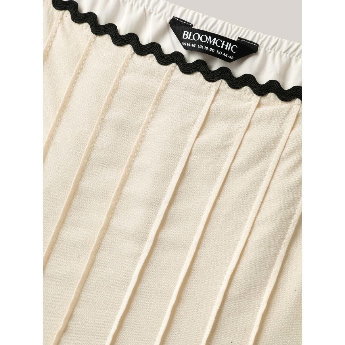 Plus Size Ivory Color Block Layered Sleeve Blouse Women Cap Sleeve Square Neck Vacation Blouses BloomChic 26/4X Product Image