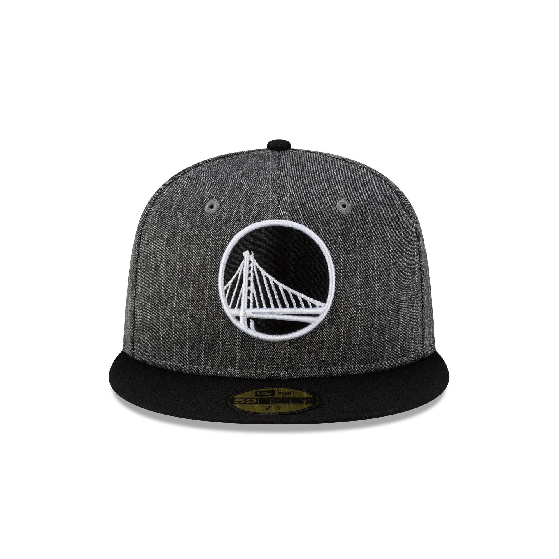 Just Caps Black Pinstripe Golden State Warriors 59FIFTY Fitted Hat Male Product Image