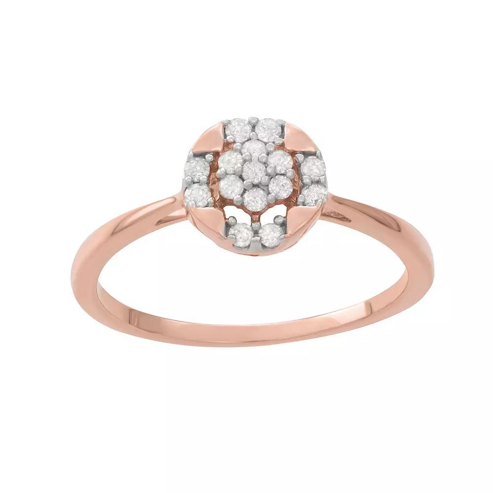HDI Rose Gold 1/5 Carat T.W. Diamond Promise Ring, Women's, Size: 9, Pink Product Image