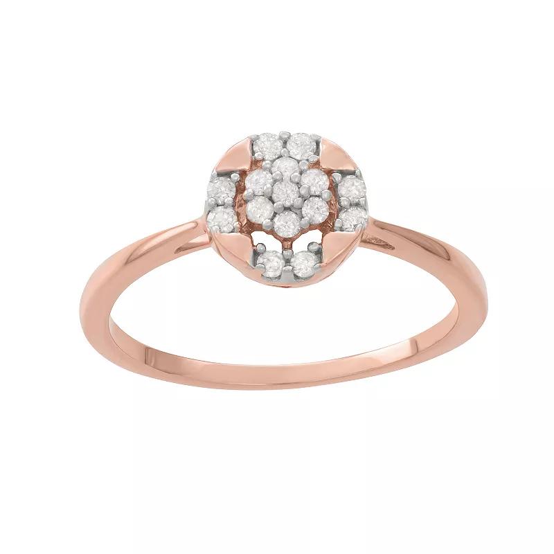 HDI Rose Gold 1/5 Carat T.W. Diamond Promise Ring, Women's, Size: 9, Pink Product Image