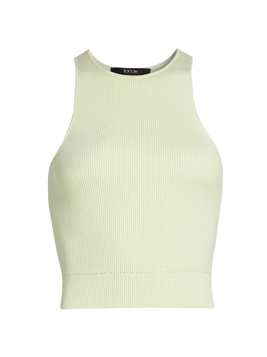 Womens Avery Rib-Knit Racerback Crop Tank Product Image