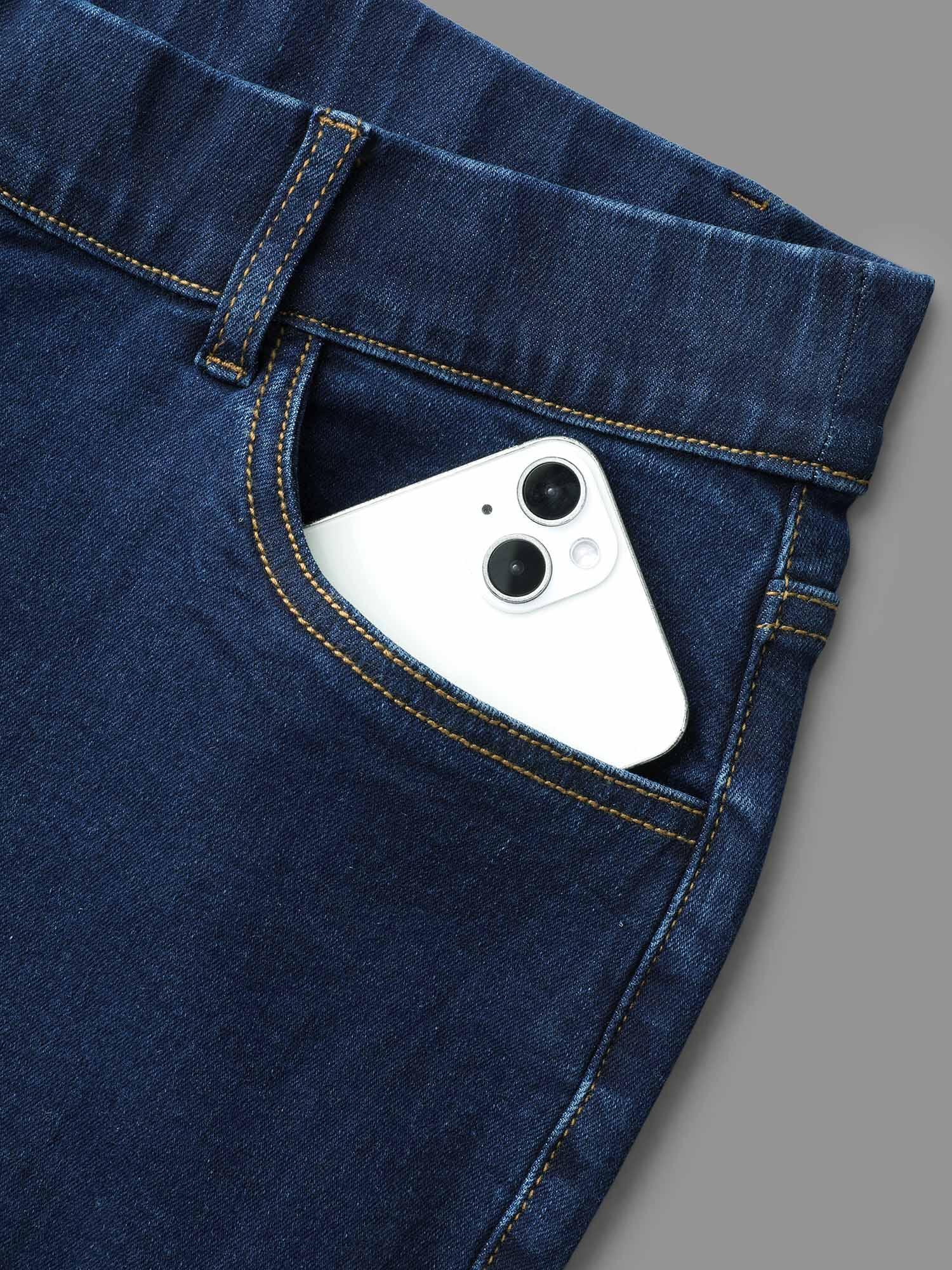 Elastic Waist Mid Rise Skinny Jeans Female Product Image