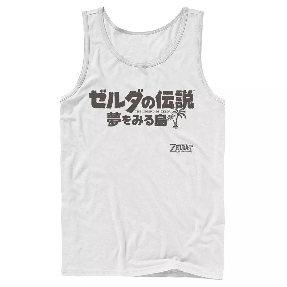 Men's Nintendo Legend Of Zelda Links Awakening Kanji White Text Logo Tank Top,  Product Image