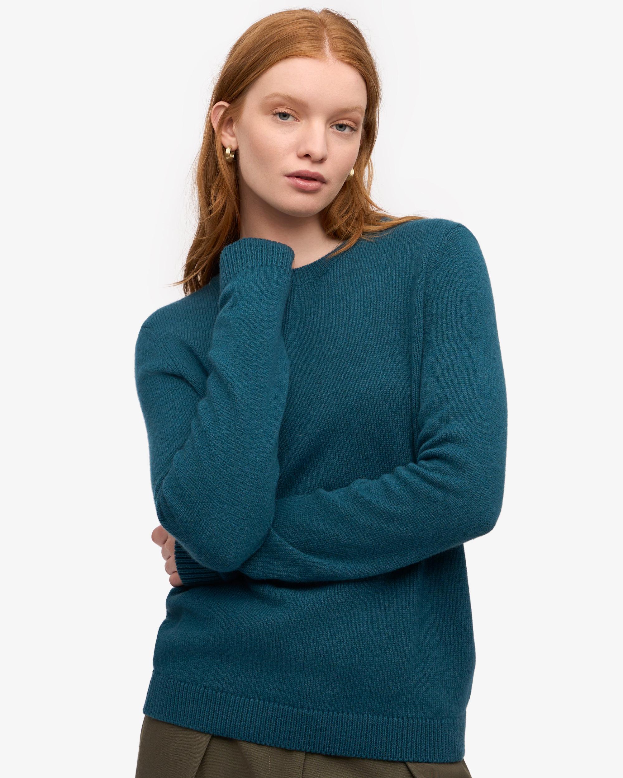 Women Classic Merino Wool Crew - Ocean Green Product Image