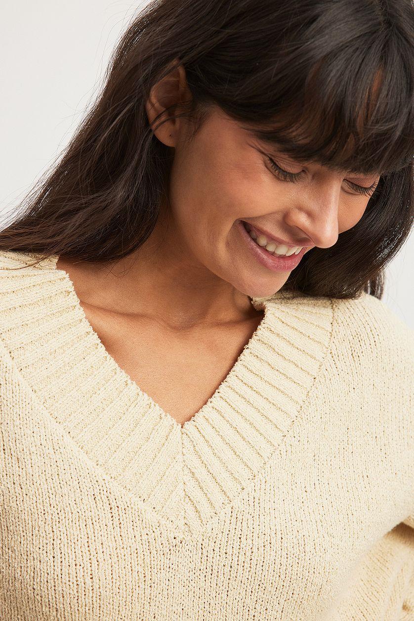 Knitted V-Neck Sweater Product Image