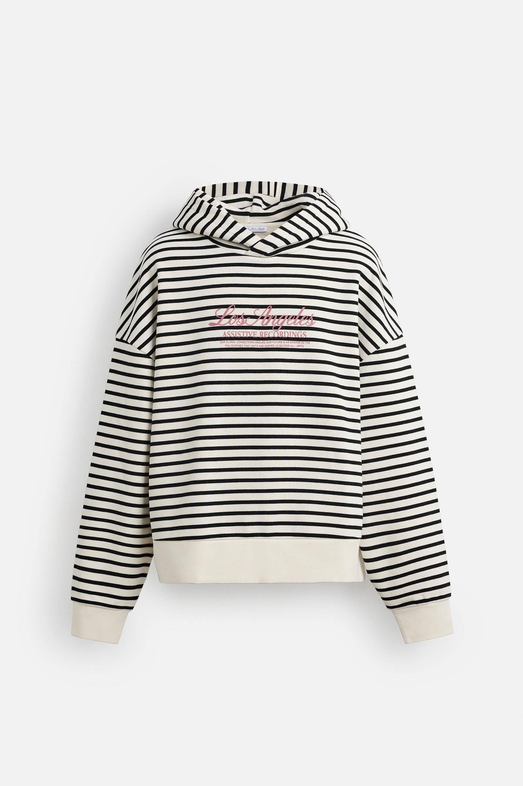 TEXT PRINT STRIPED SWEATSHIRT Product Image