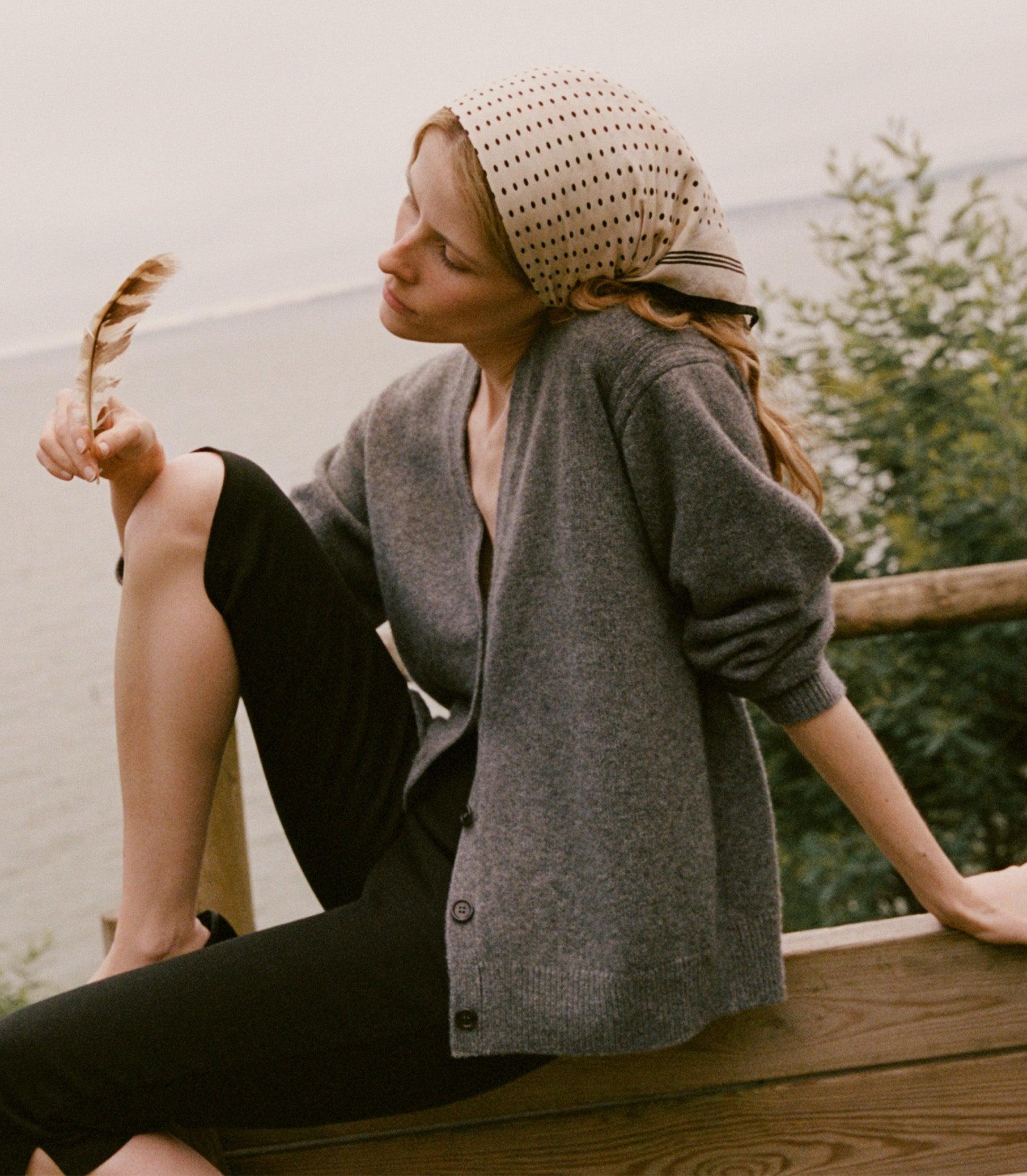 AURIE CASHMERE CARDIGAN -- CHARCOAL Product Image