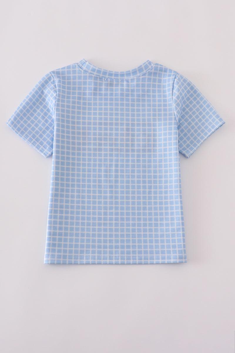 Blue whale embroidery smocked shorts set Product Image