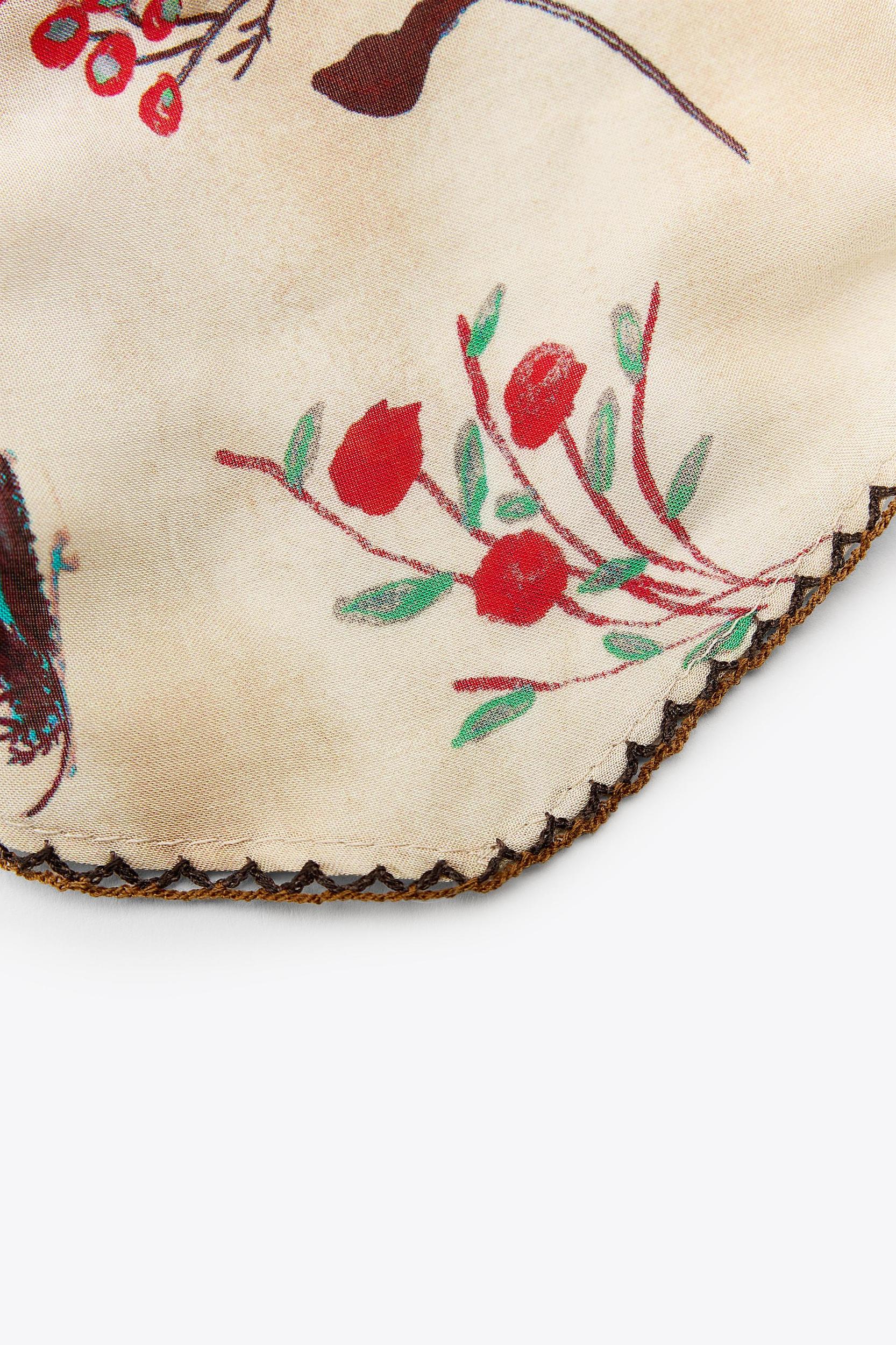 EMBROIDERED FLORAL POINTELLE BANDANA Product Image