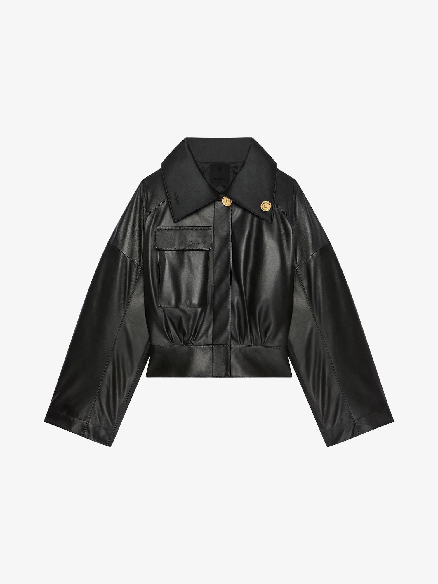 Jacket in nappa leather with adjustable collar Product Image