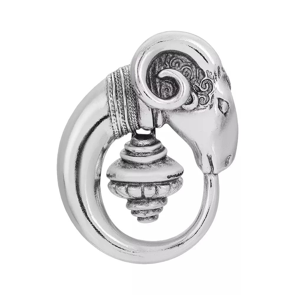 1928 Silver Tone Ram Head Pin, Womens, Gray Product Image