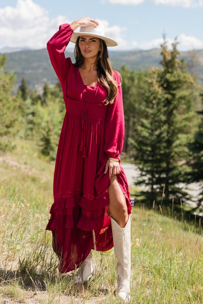 Lucky to Have You Wine Maxi Dress SALE Product Image