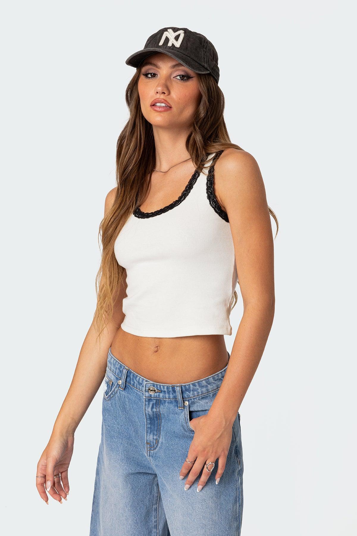 Alix Lacey Ribbed Tank Top Product Image