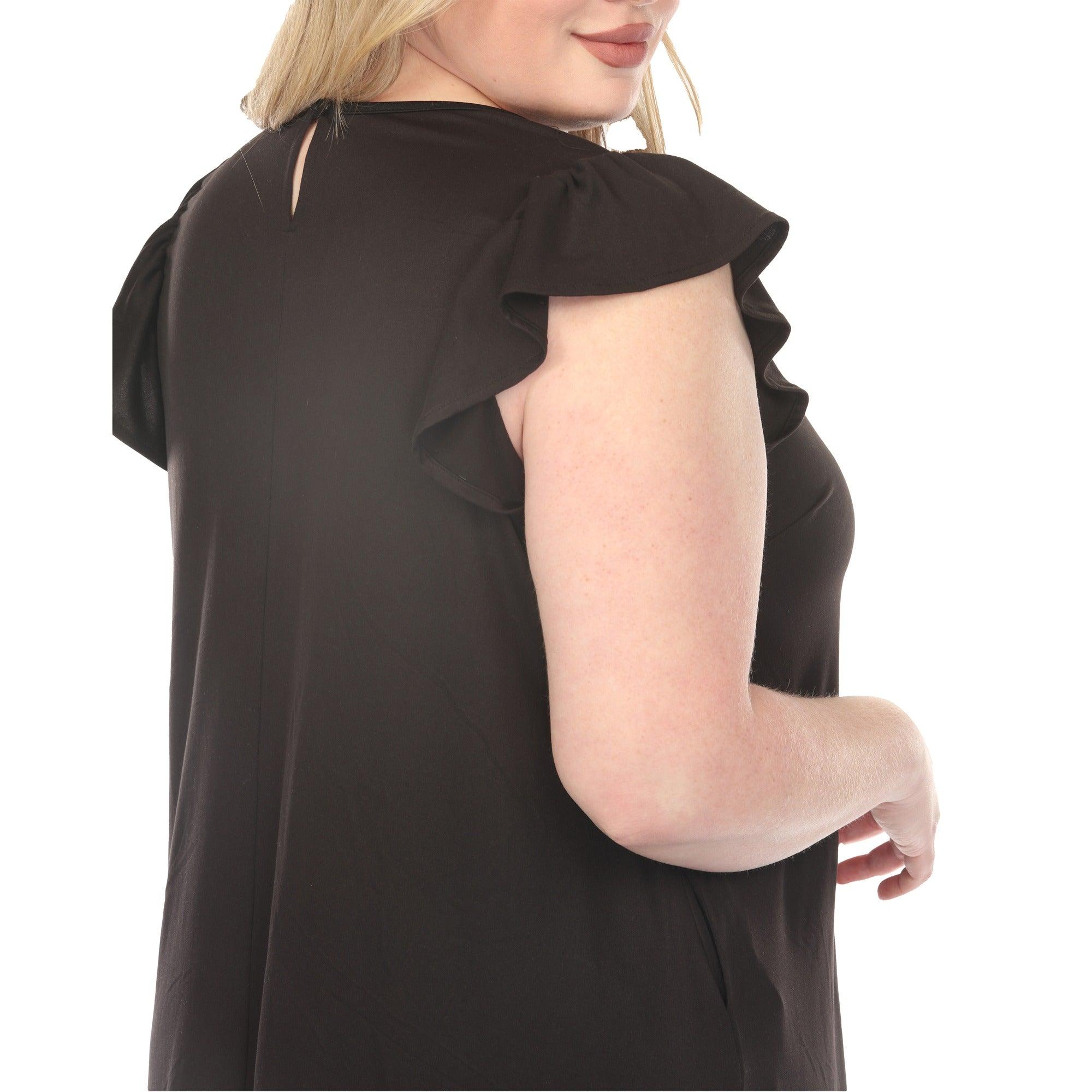 Women's  Crew Neck Ruffle Sleeve Dress Product Image