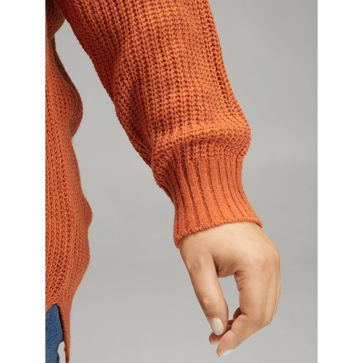 Plus Size Colorblock Split Side Drop Shoulder Pullover Multicolor Women Casual Loose Long Sleeve Round Neck Dailywear Pullovers BloomChic 30/6X Product Image