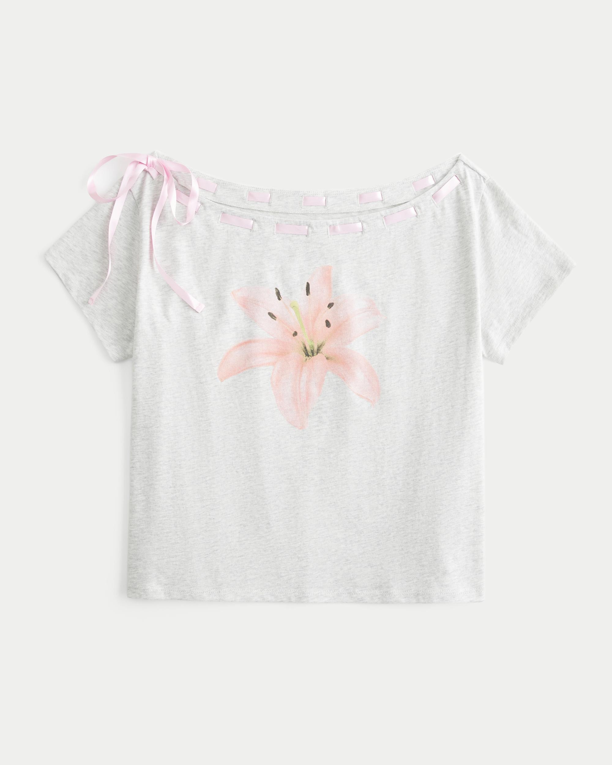 Easy Off-the-Shoulder Tie T-Shirt Product Image