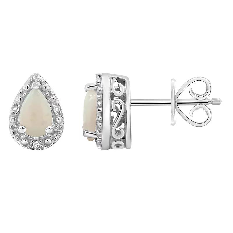 Celebration Gems Sterling Silver Peridot & Diamond Accent Rectangle Halo Stud Earrings, Women's Product Image