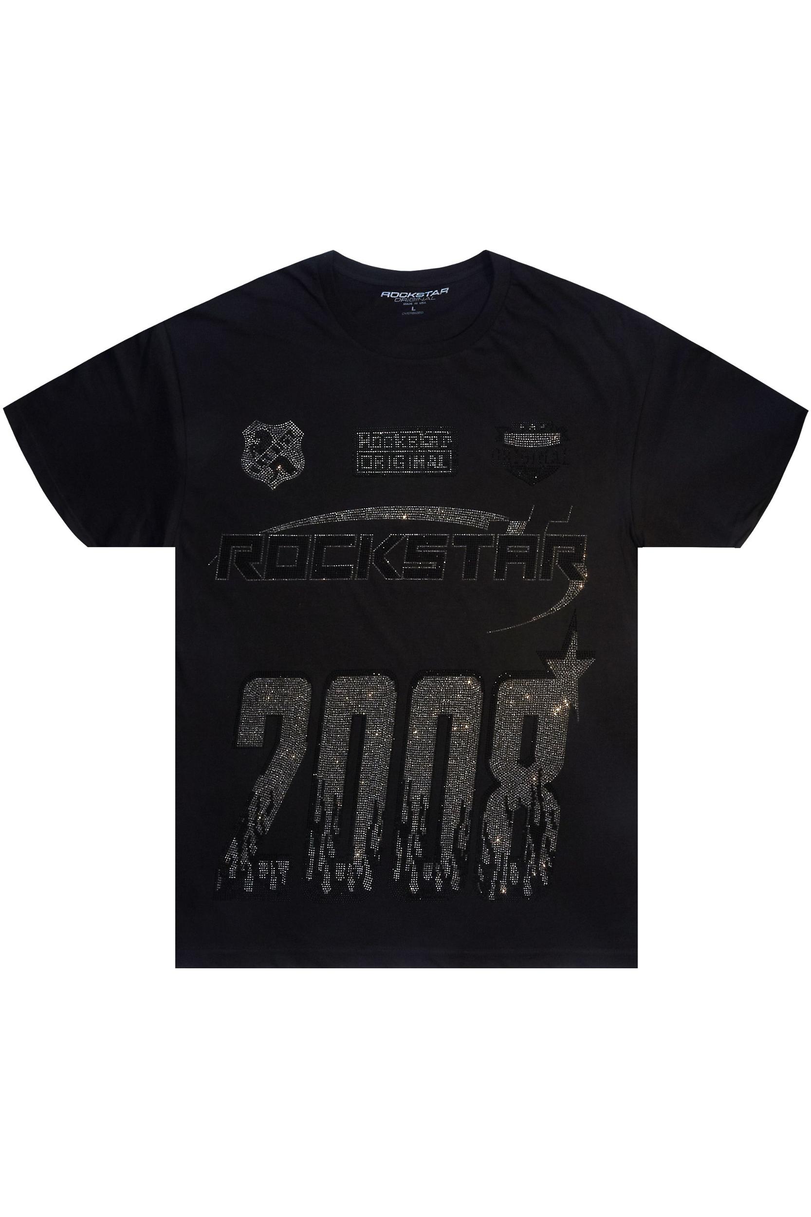 Kemora Black Rhinestone Oversized T-Shirt Female Product Image