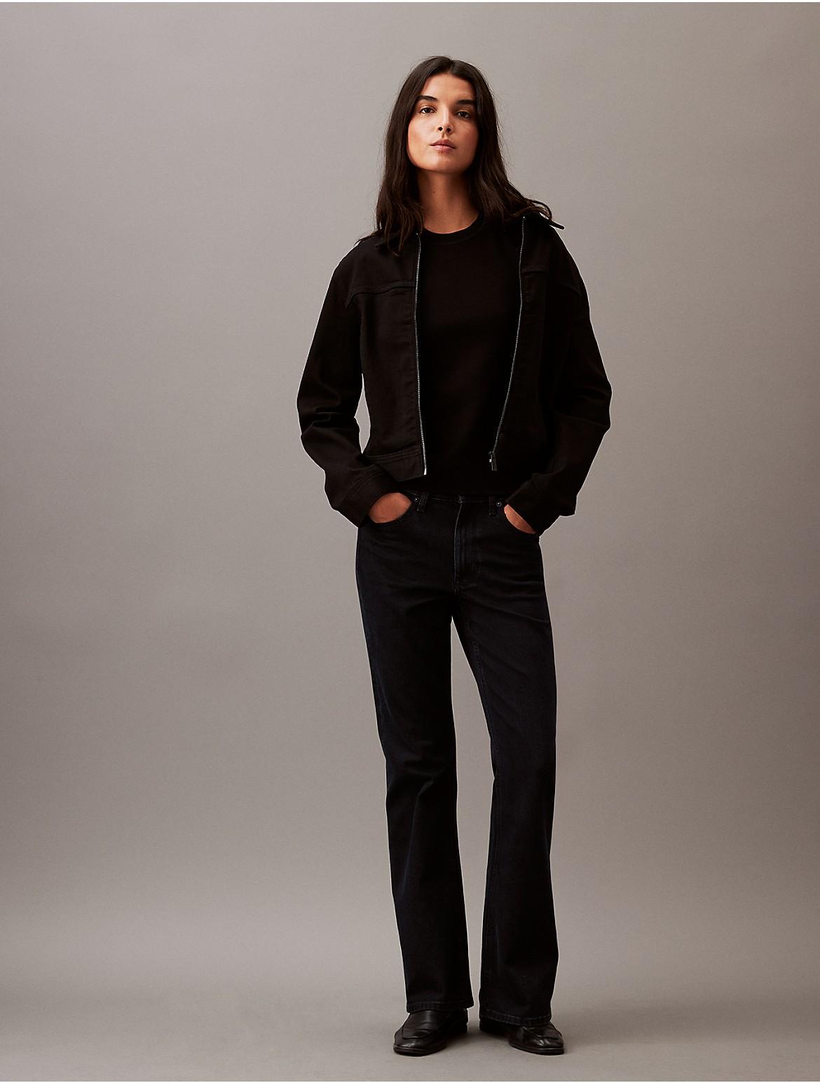 Calvin Klein Womens Mid Rise Flared Fit Jeans - Black Product Image