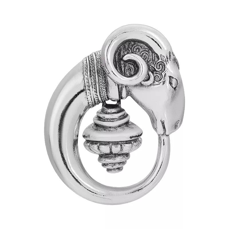 1928 Silver Tone Ram Head Pin, Womens, Gray Product Image