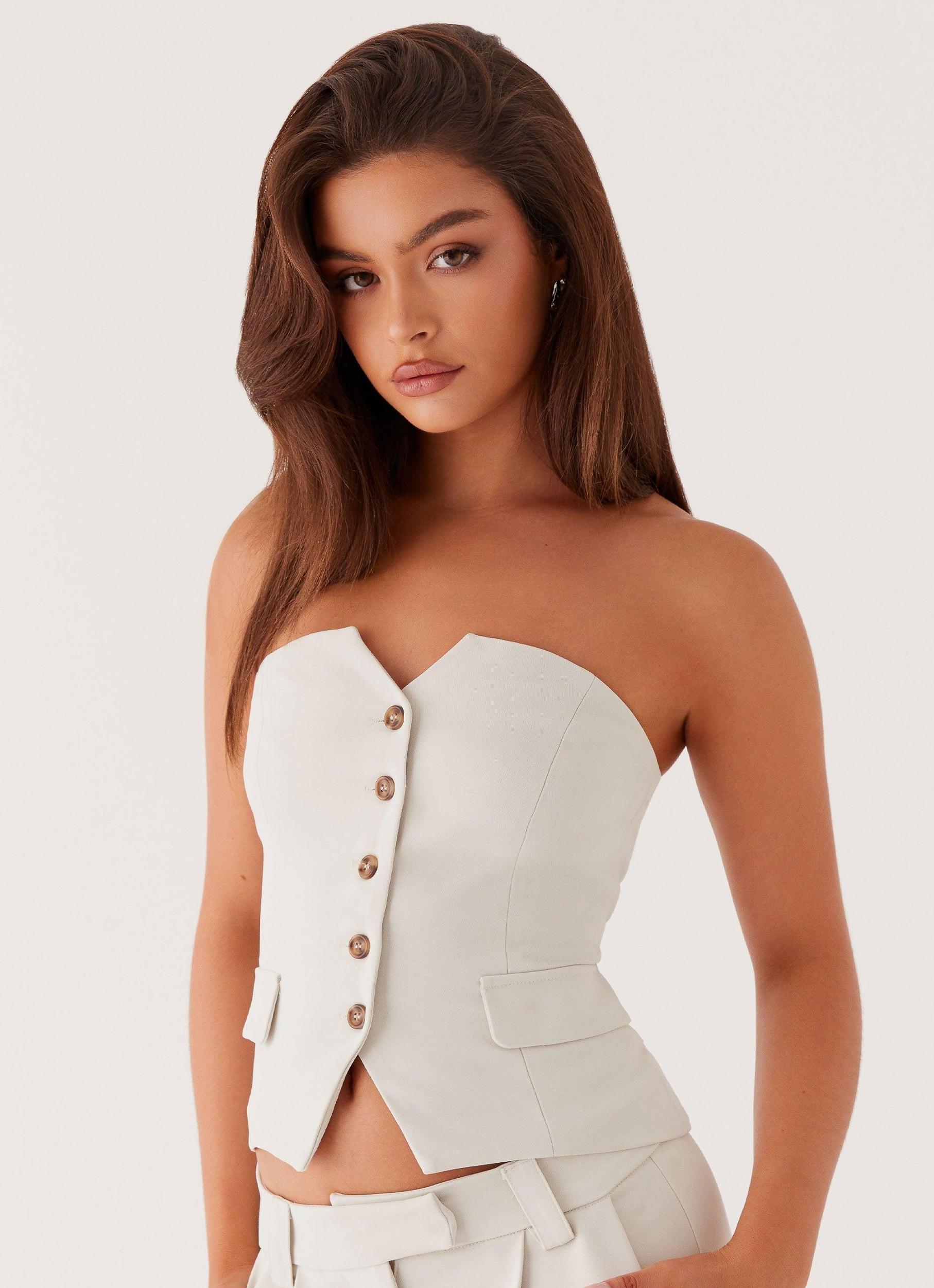 Brianna Strapless Top - Pebble Product Image