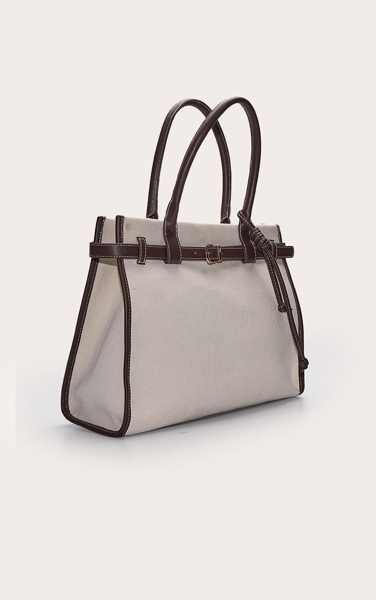 Natural Canvas Contrast Handle Handbag Product Image