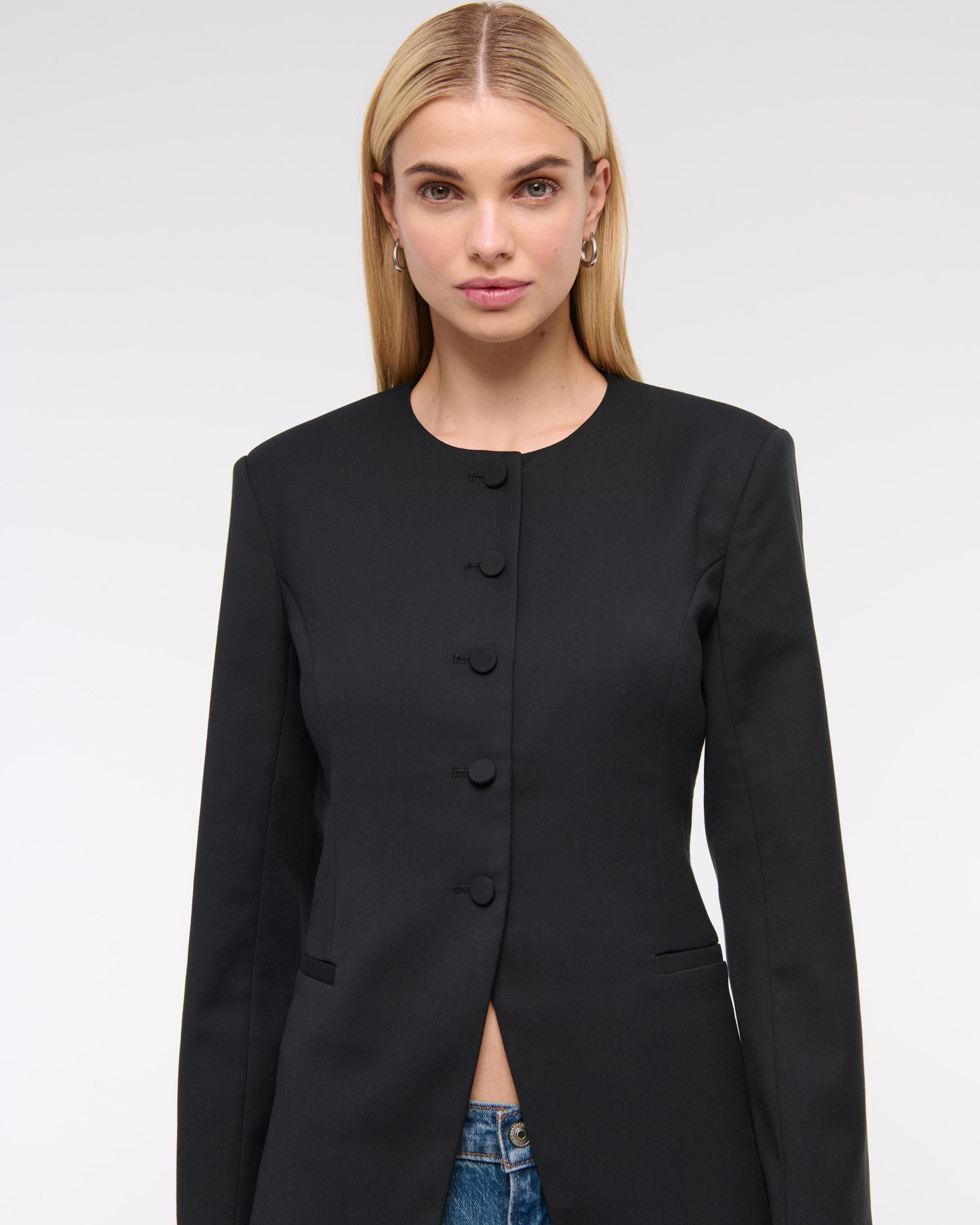 Collarless Suiting Blazer Product Image