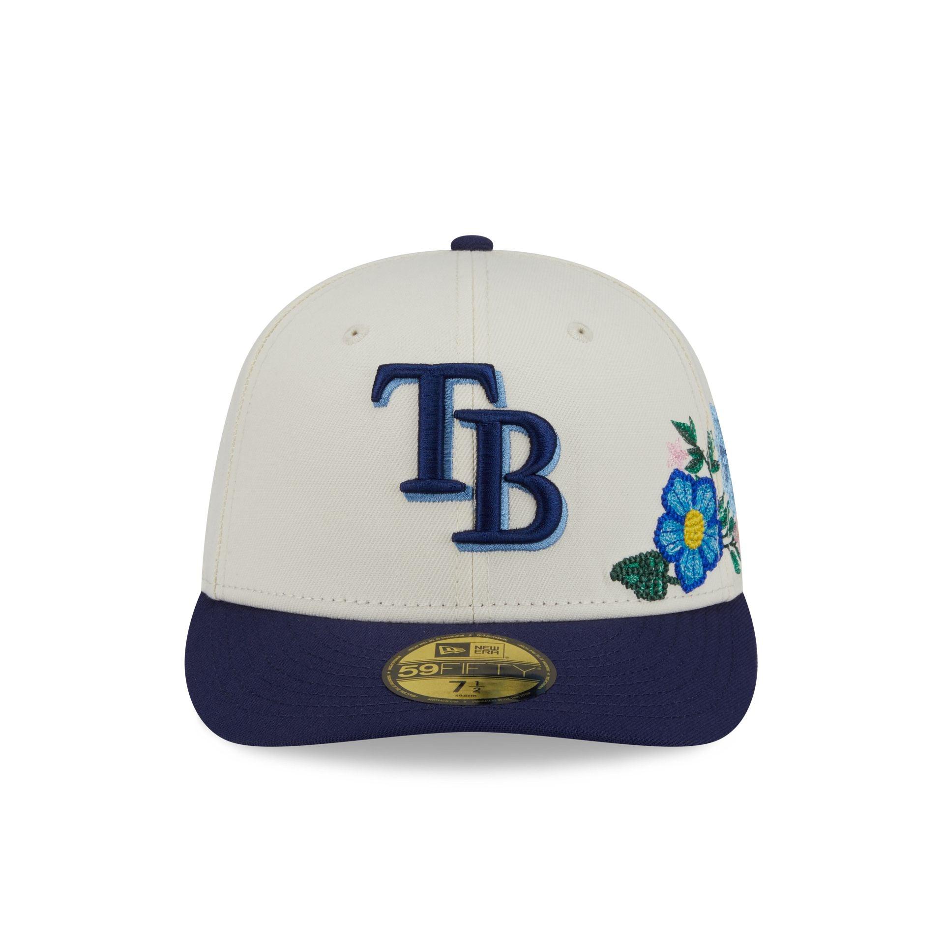 Tampa Bay Rays Tonal Florals White 59FIFTY Fitted Hat Male Product Image