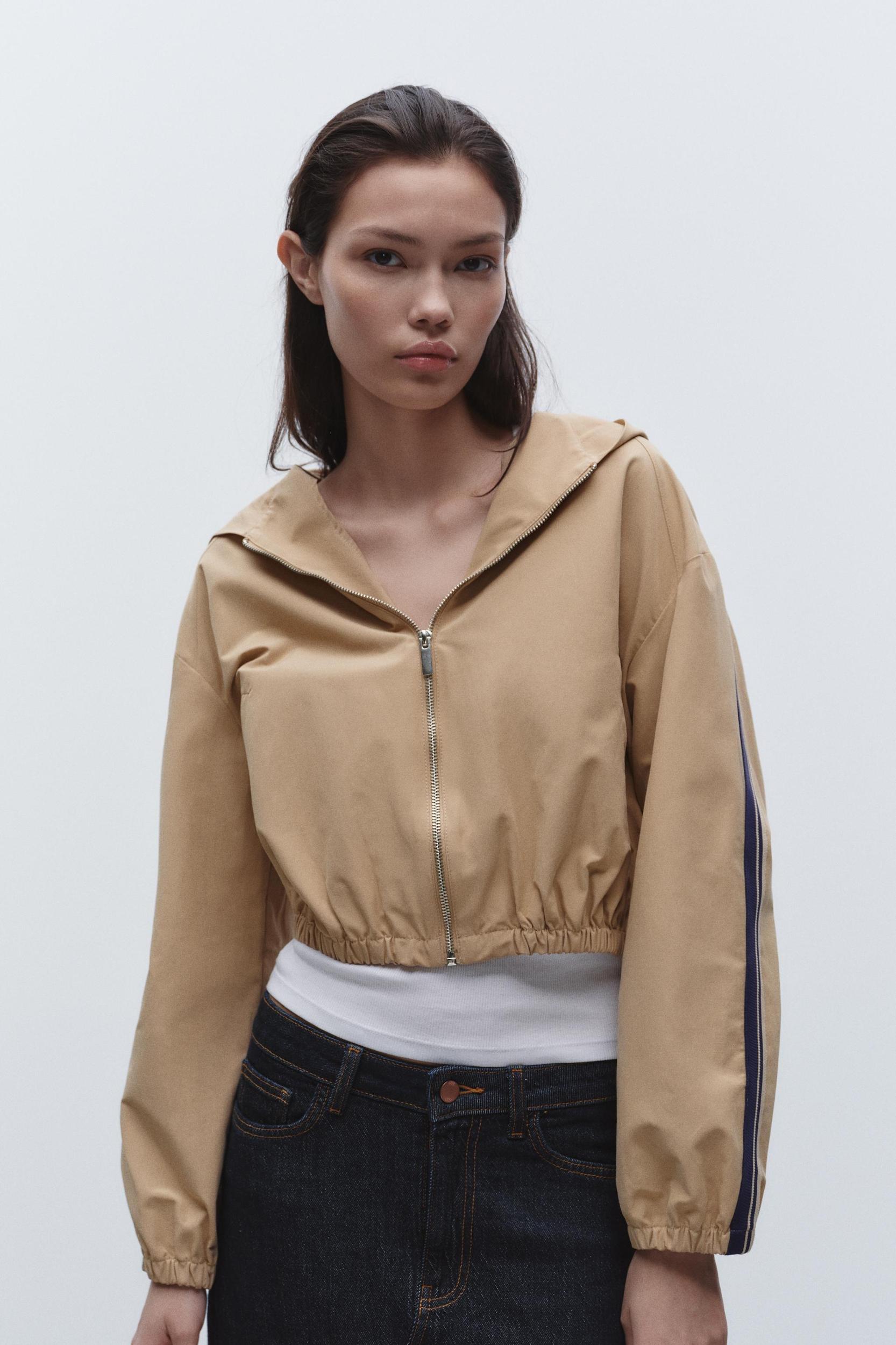 HOODED JACKET WITH SIDE STRIPES Product Image