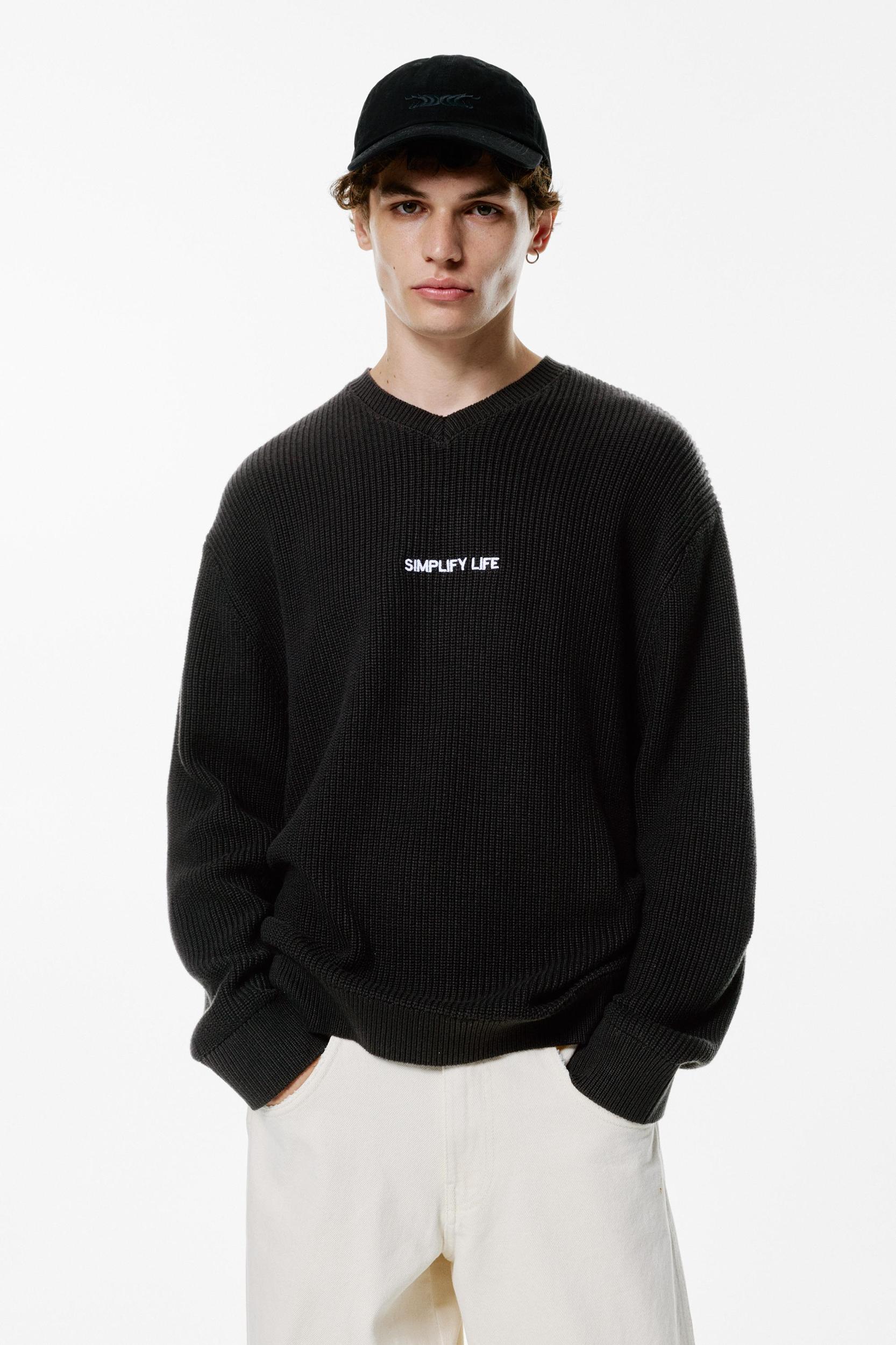 Knit jumper with embroidered text Product Image