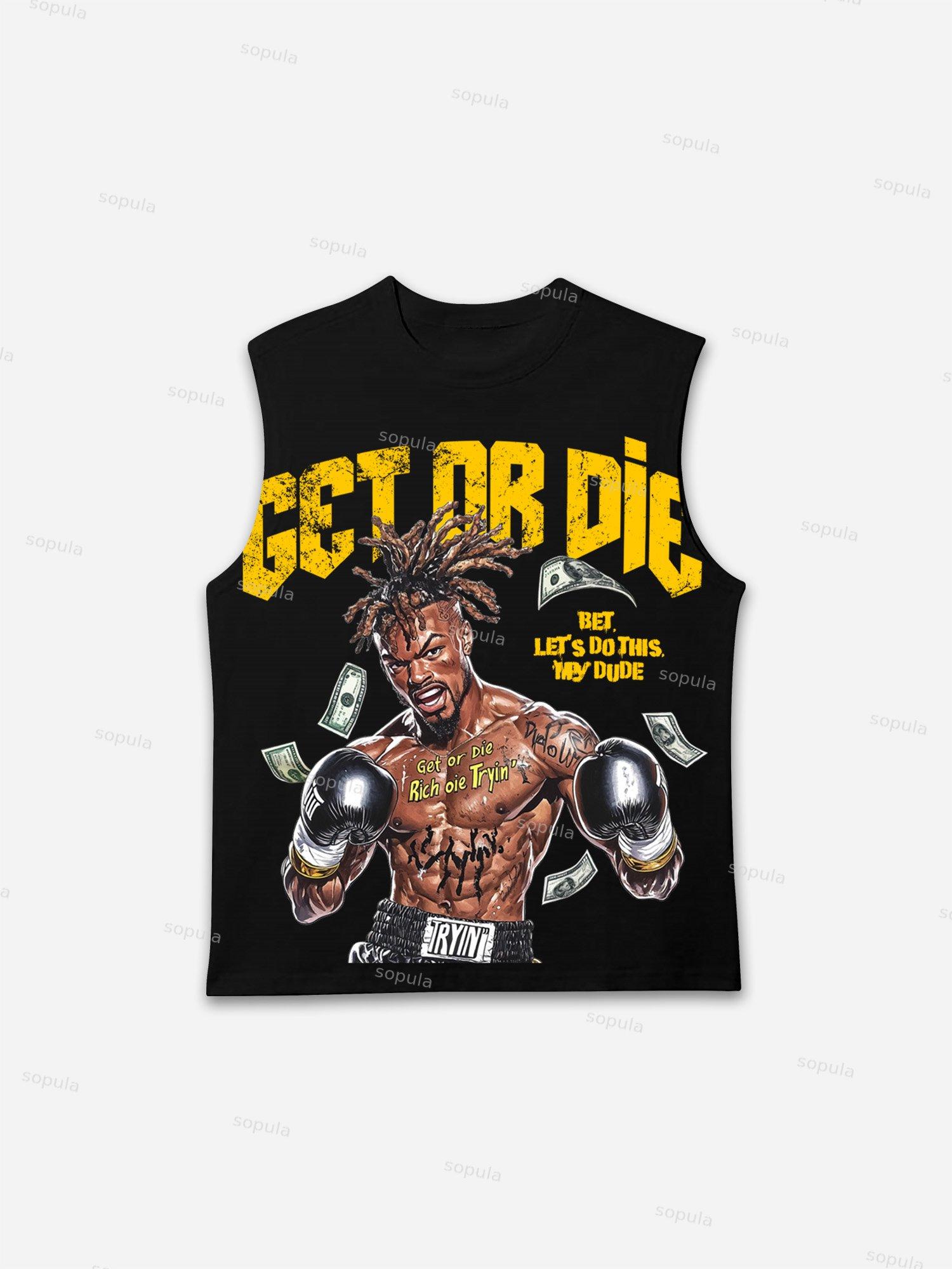 Get Or Die Vintage Boxer Graphic Tank Top Product Image