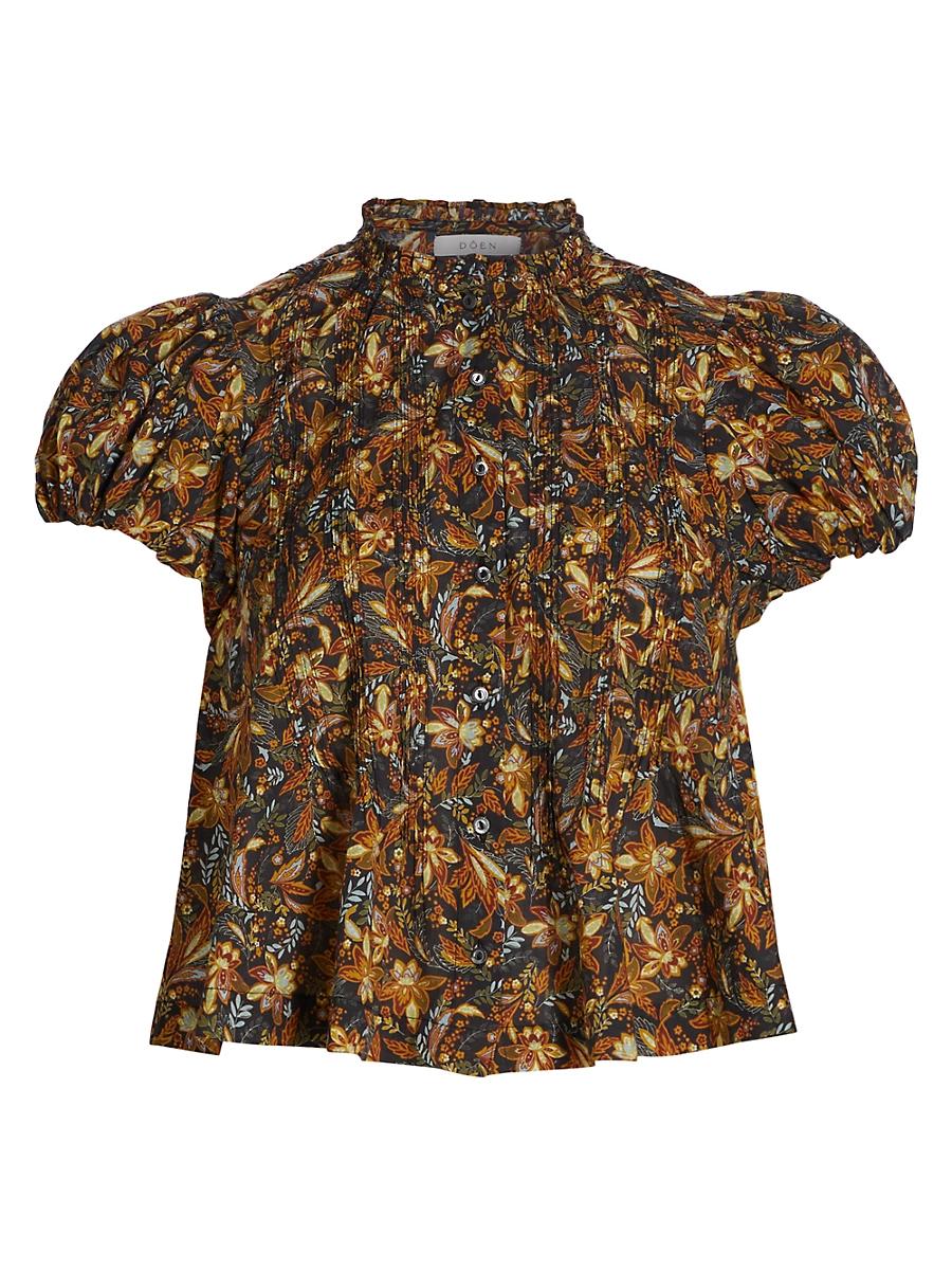 Womens Millie Floral Cotton Short-Sleeve Blouse Product Image