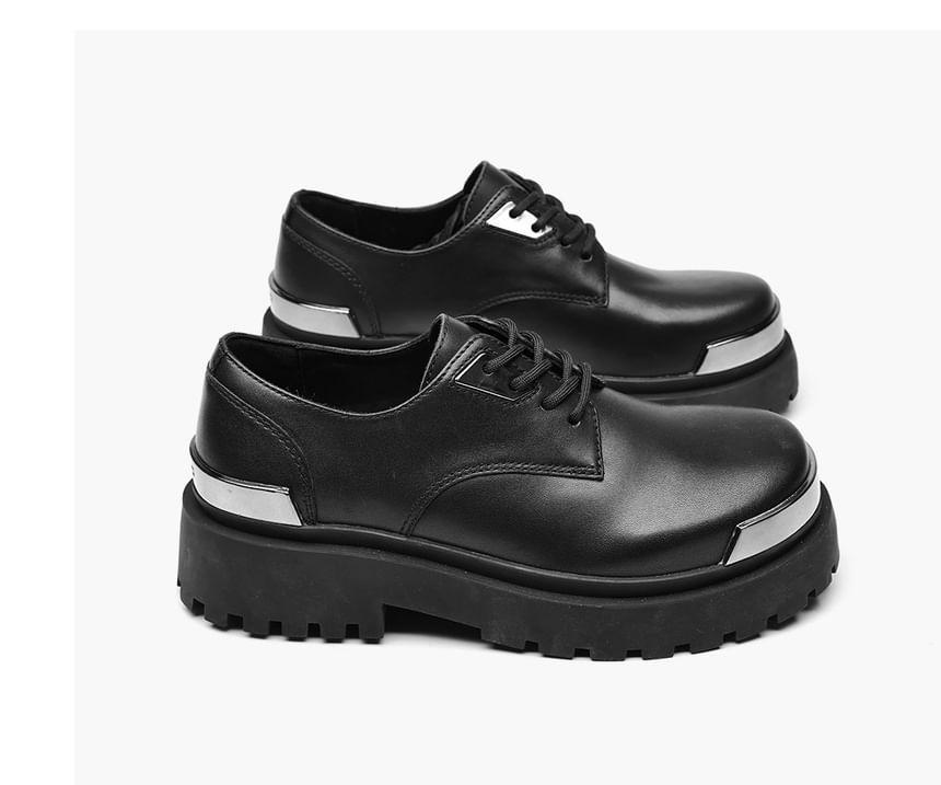 Faux Leather Metal Cap Platform Lace-Up Shoes Product Image