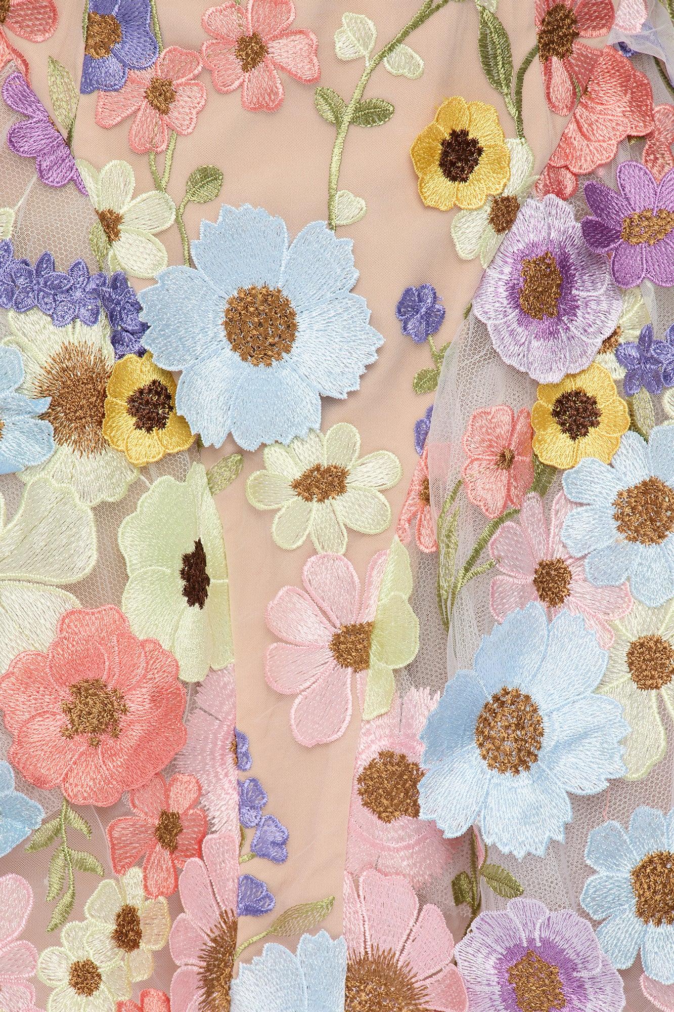 Wildflower Way Embroidered Mesh Mini Dress - Multi Color Female Product Image