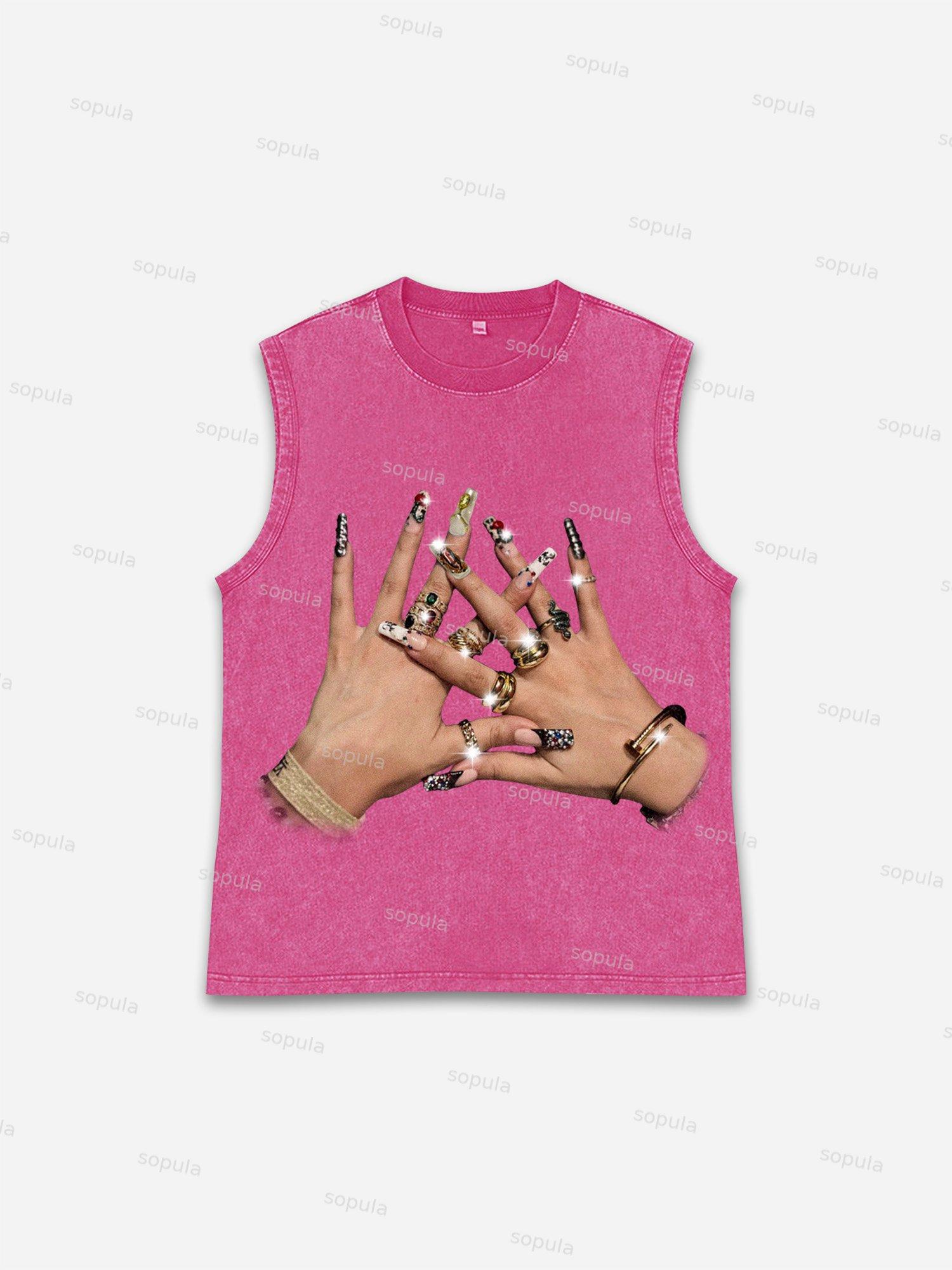 God Religion Trendy Nail Art Graphic Tank Top Product Image