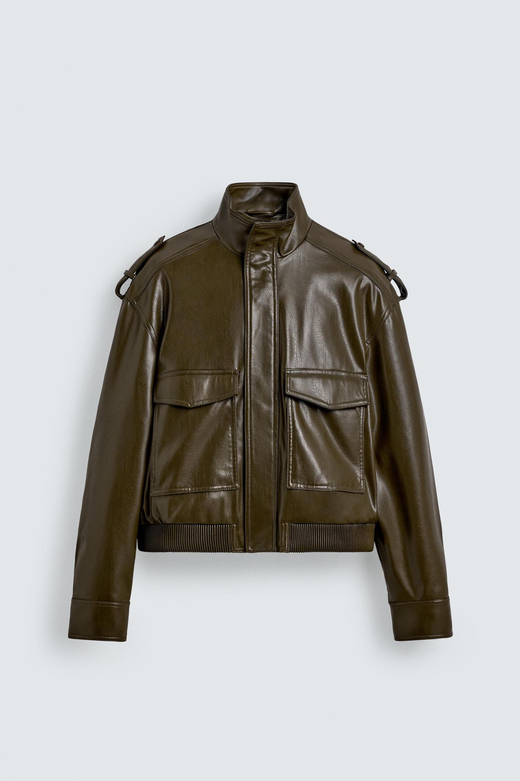 FAUX LEATHER CROPPED FIT JACKET Product Image