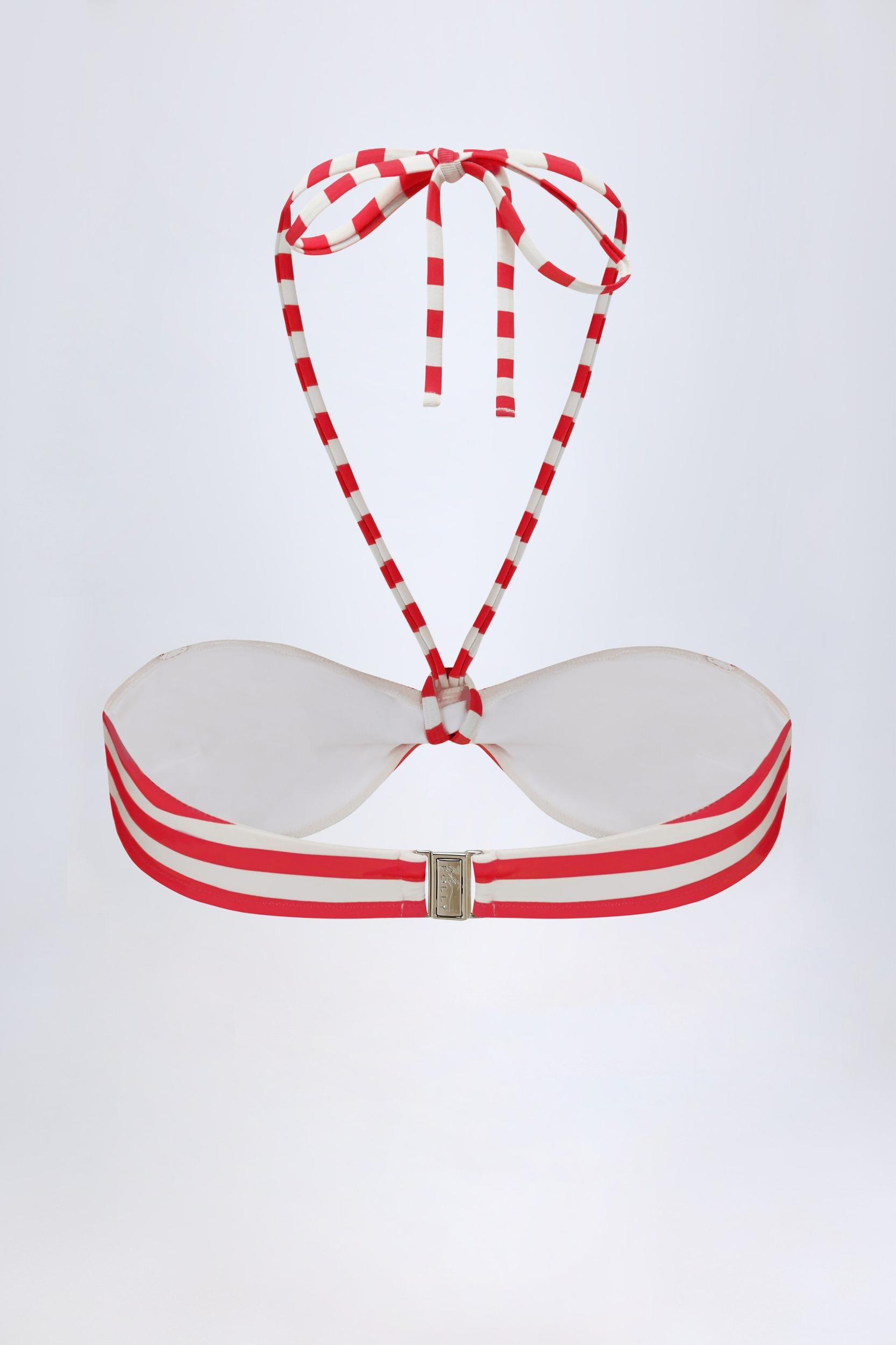 Multiway Bikini Top in Cherry Red Stripe Product Image