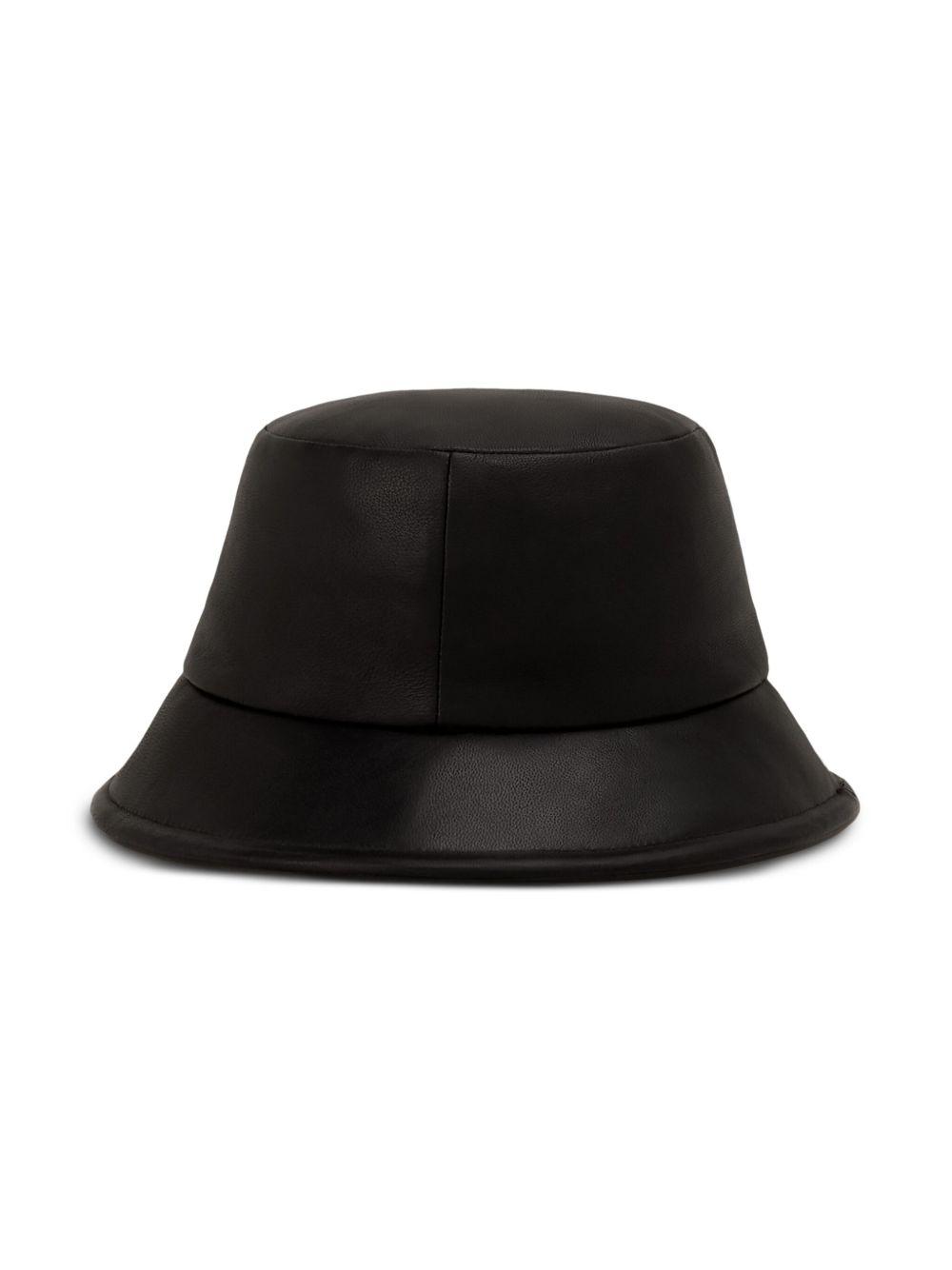 logo-plaque leather bucket hat Product Image