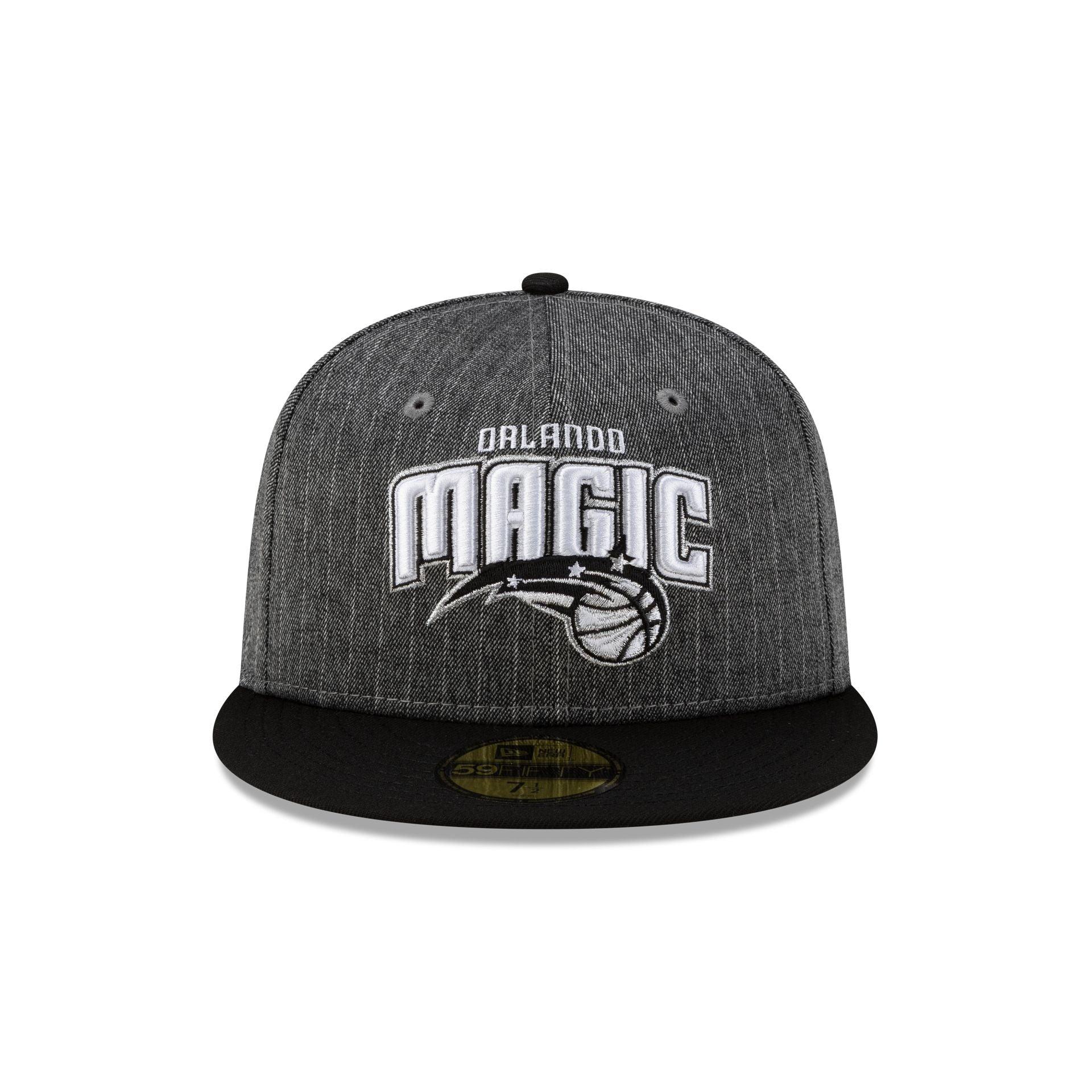 Just Caps Black Pinstripe Orlando Magic 59FIFTY Fitted Hat Male Product Image