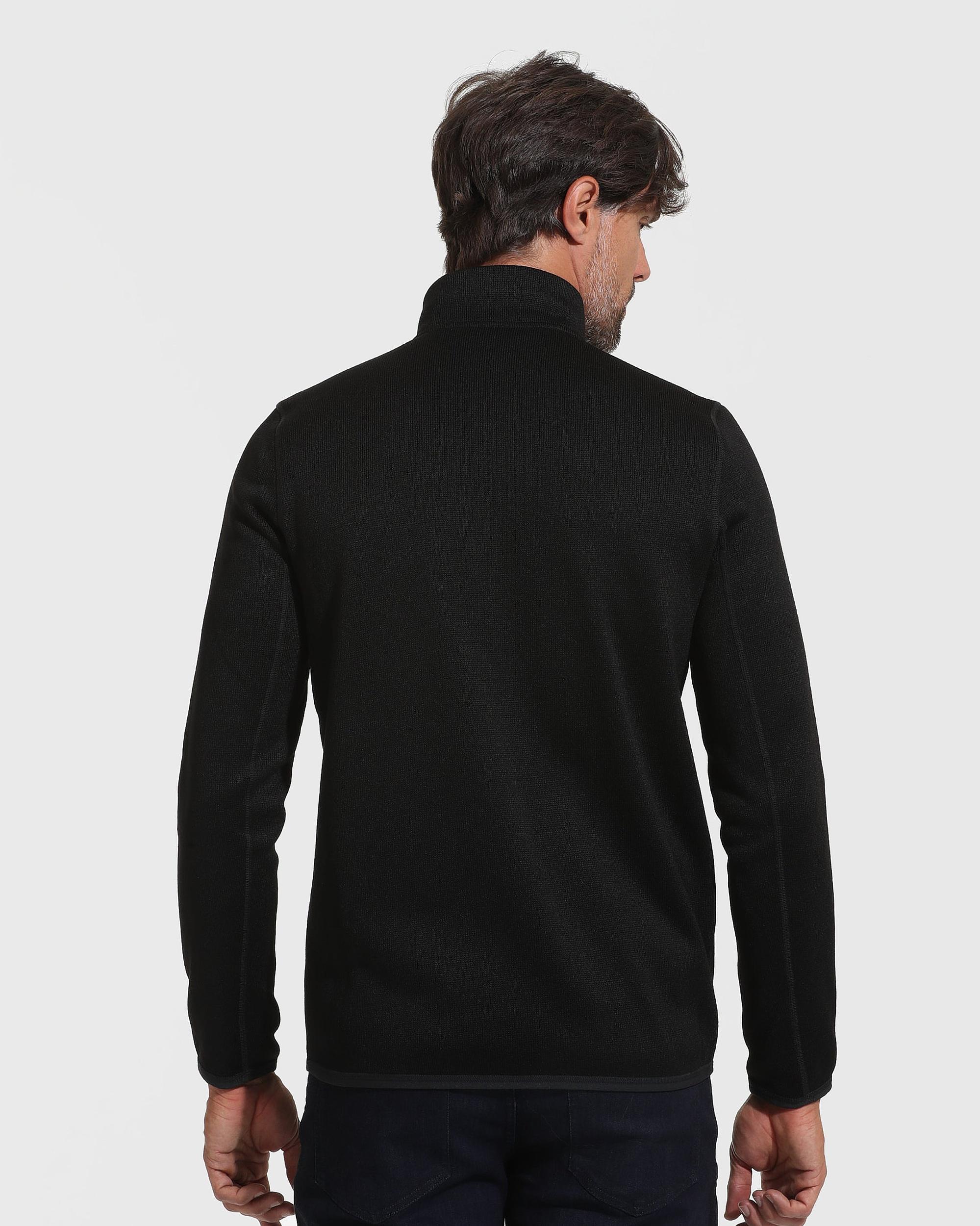 Black Sweater Fleece Jacket Product Image