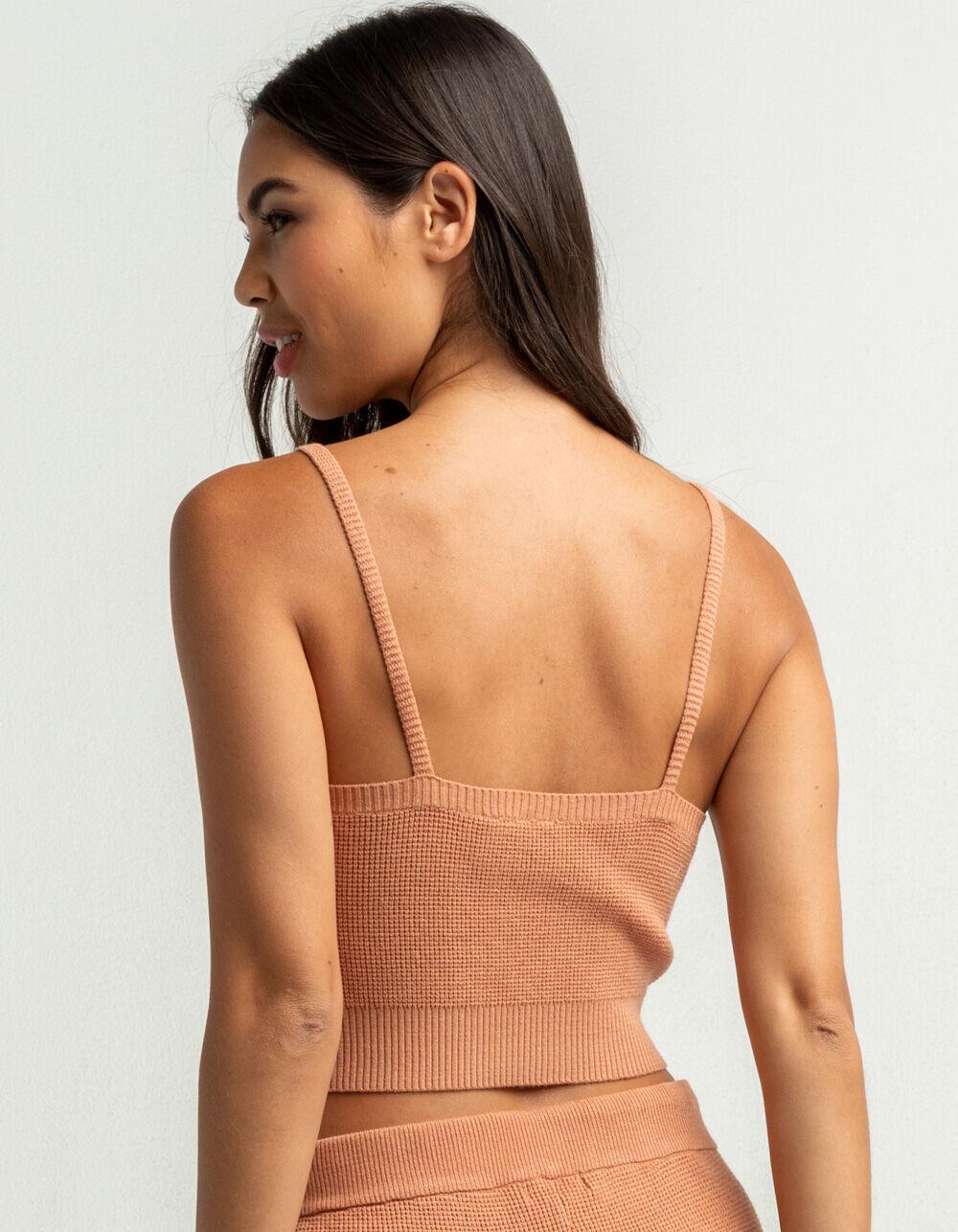 SKY AND SPARROW Waffle Stitch Womens Cami - TAN Product Image