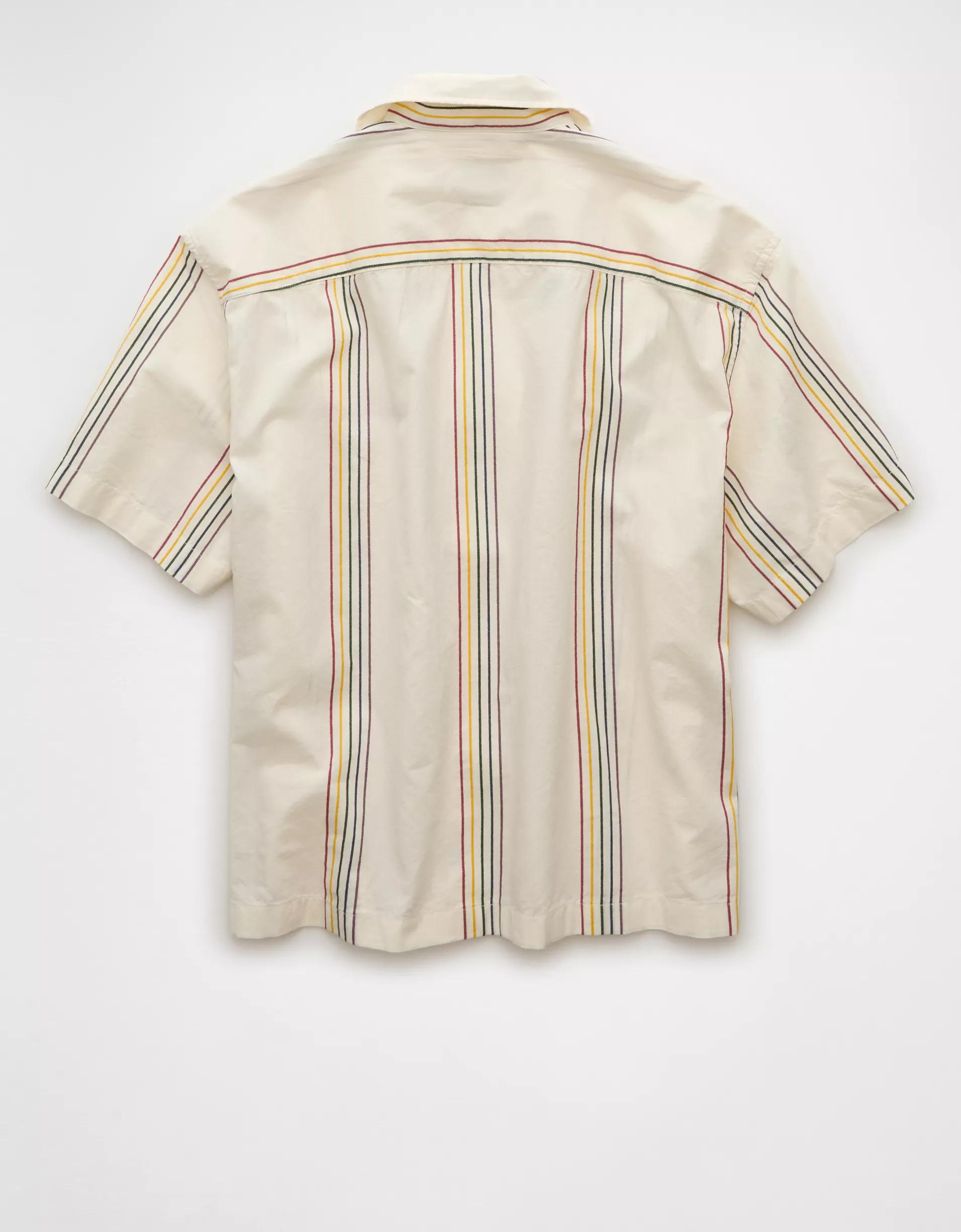 AE Pride Poolside Embroidered Striped Button-Up Shirt Product Image