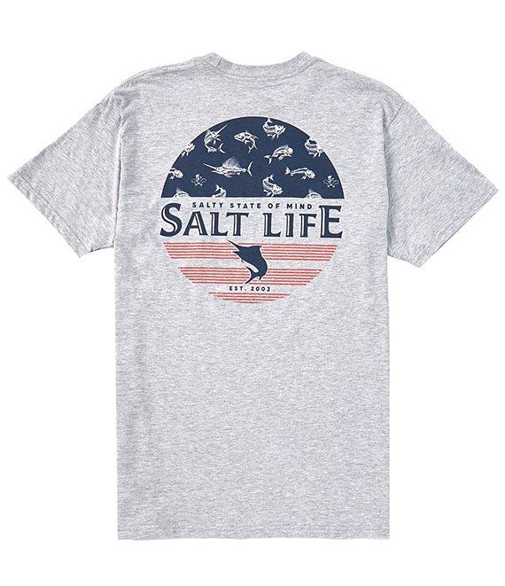 Salt Life Short Sleeve Salty Honor Bones Americana Heathered Graphic T-Shirt Product Image