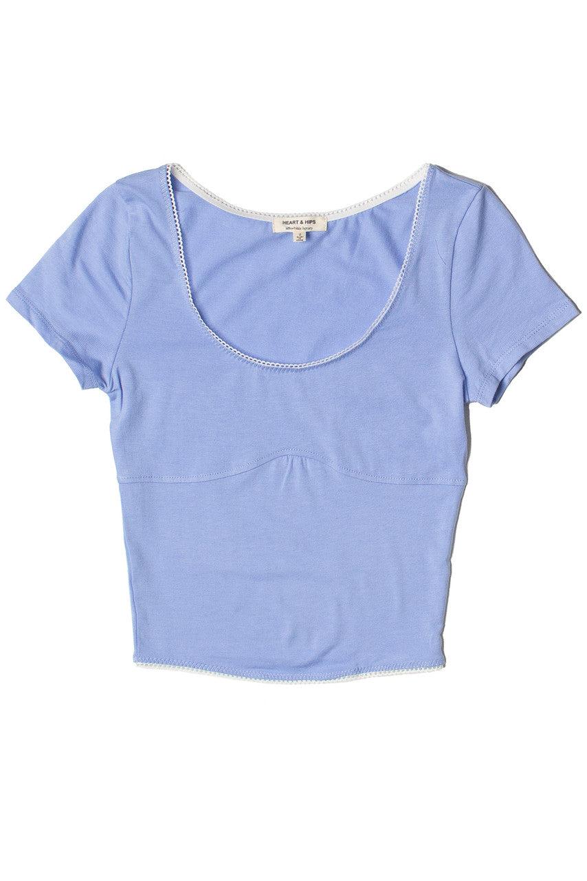 Underbust Seam Lace Trim Tee Product Image