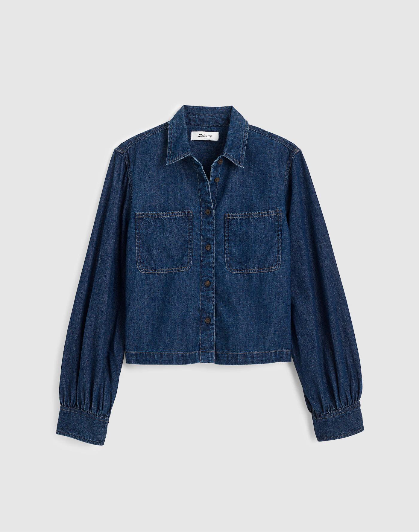 Denim Patch Pocket Button-Up Top Product Image