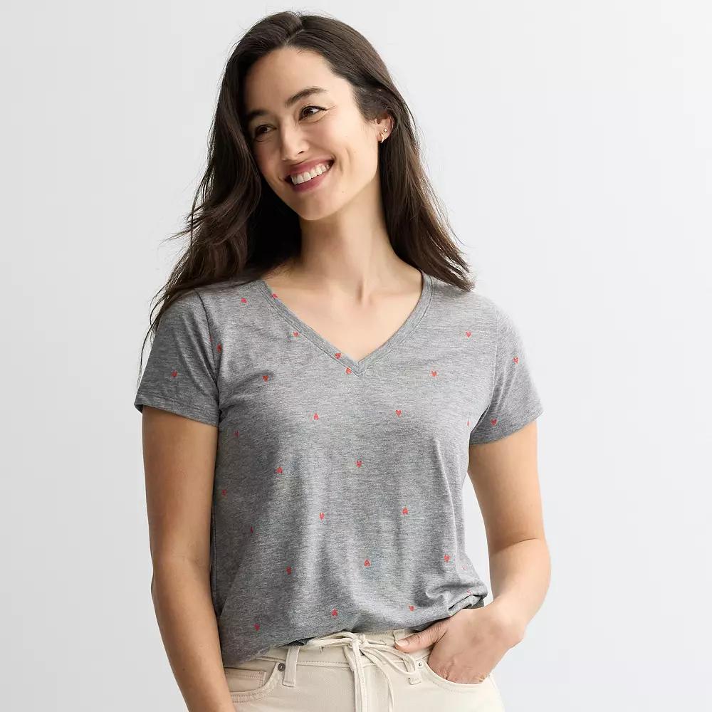 Petite Sonoma Goods For Life® Everyday Short Sleeve V-Neck Tee, Women's,  Product Image
