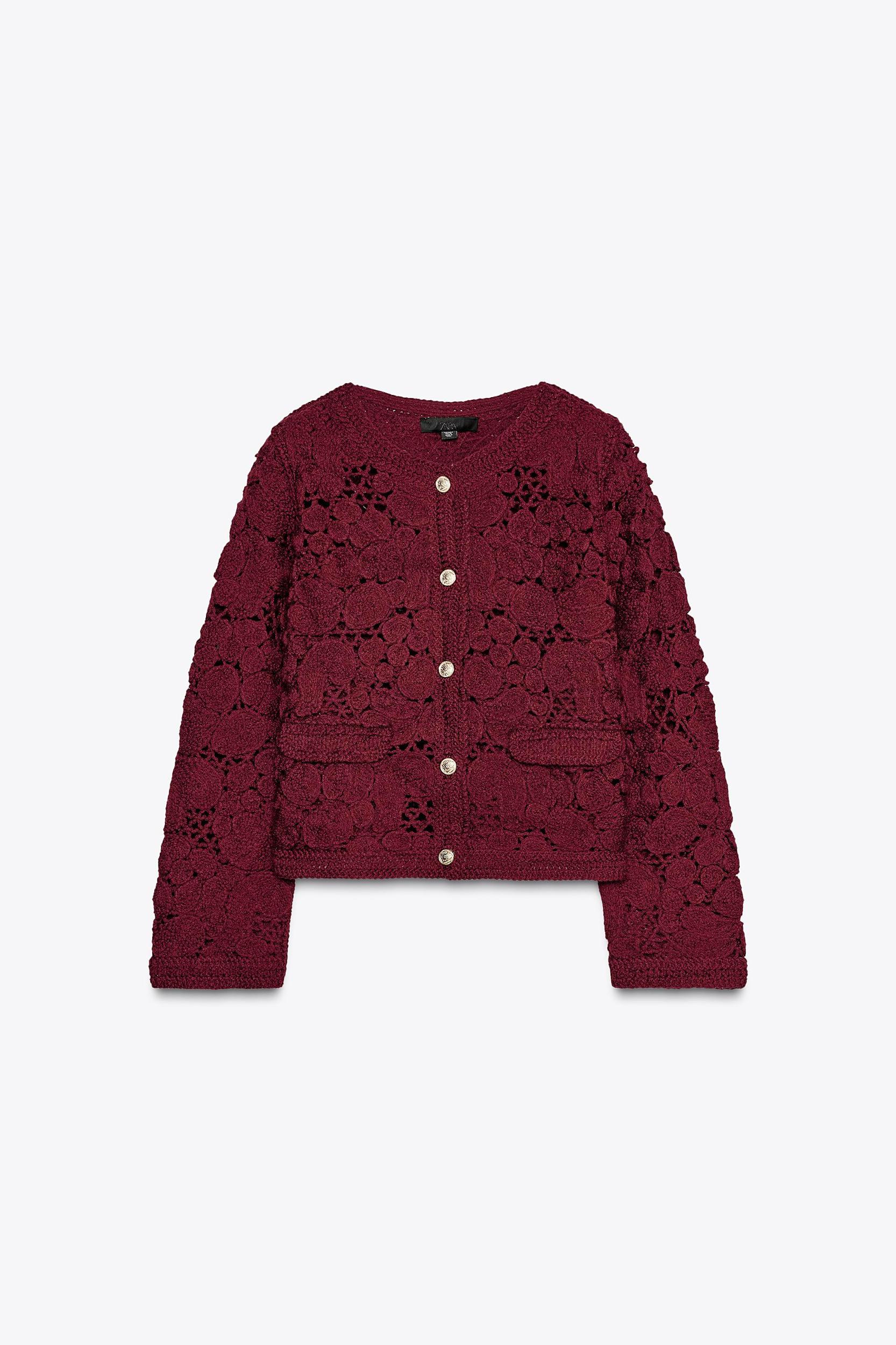 KNIT MACRAMÉ CARDIGAN Product Image