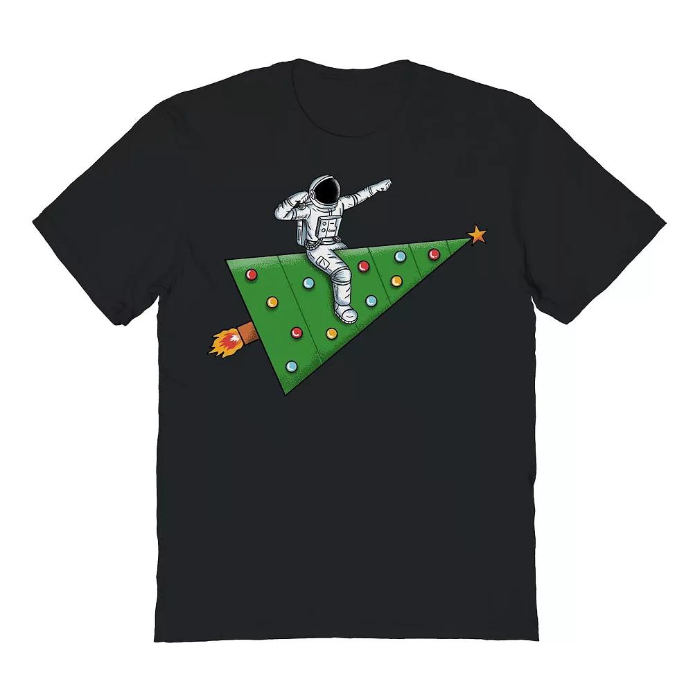 Men's Space Rocket Christmas Graphic Tee, Size: Large, Black Product Image