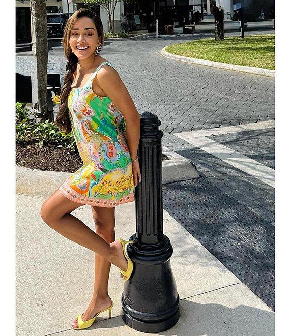 Antonio Melani Eliana Printed Linen Square Neck Sleeveless Dress Product Image