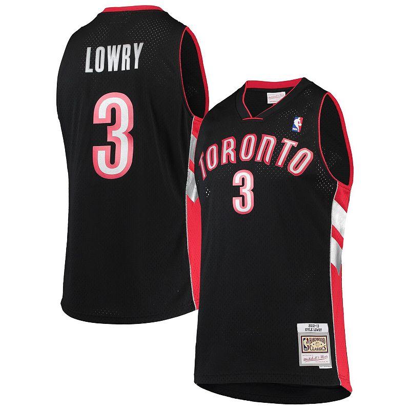 Men's Mitchell & Ness Kyle Lowry Black Toronto Raptors Hardwood Classics Swingman Jersey, Size: Small, Rpt Black Product Image